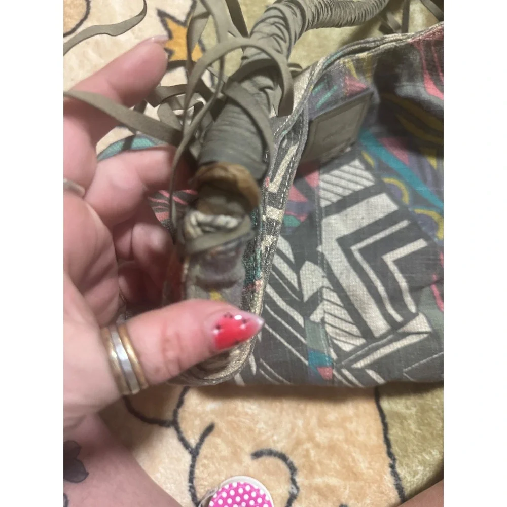 O'Neill Hobo Bag Purse Shoulder Bag Gray Pink Abstract‎ Print Boho Chic 18x12